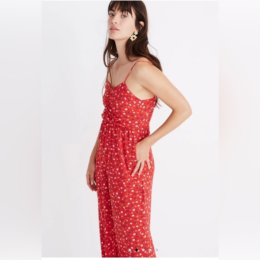 Madewell Ruched Wide-Leg Jumpsuit in Prairie Posies Size 0 - Picture 3 of 9